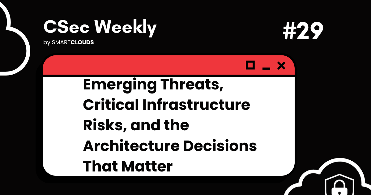 Emerging Threats, Critical Infrastructure Risks, and the Architecture Decisions That Matter
