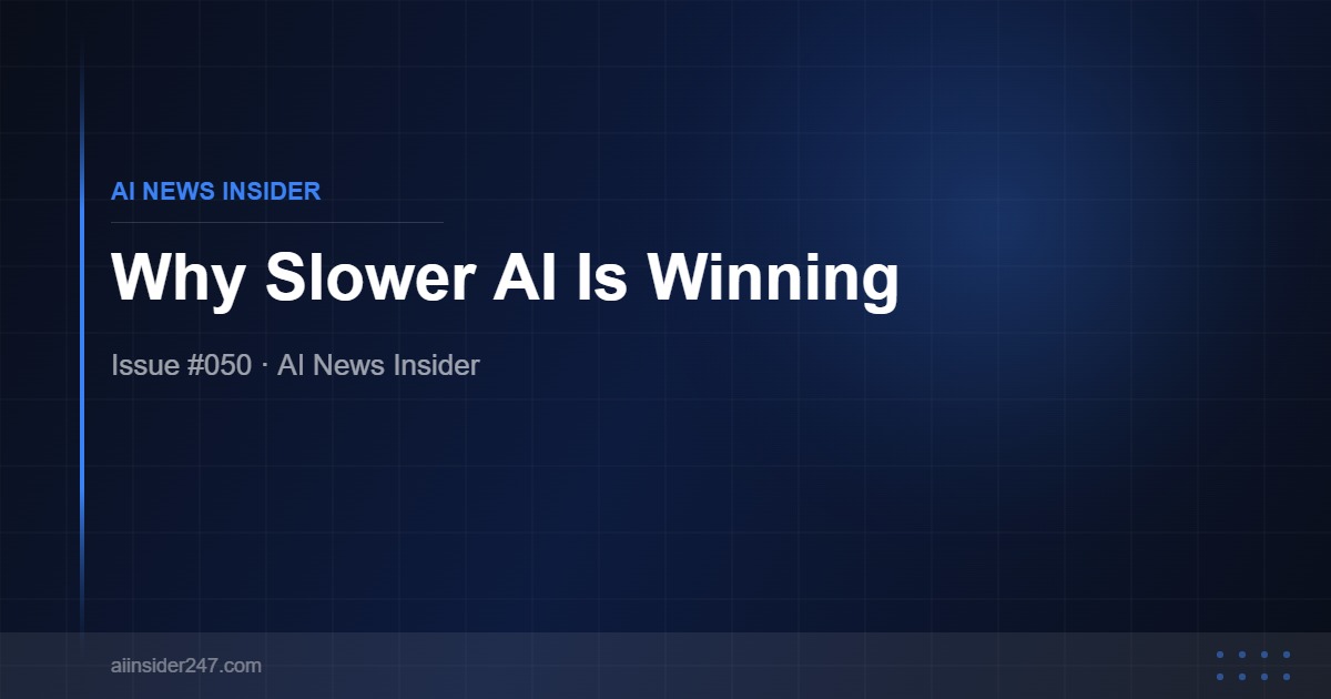 AI News Insider | Issue #050 — Why Slower AI Is Winning