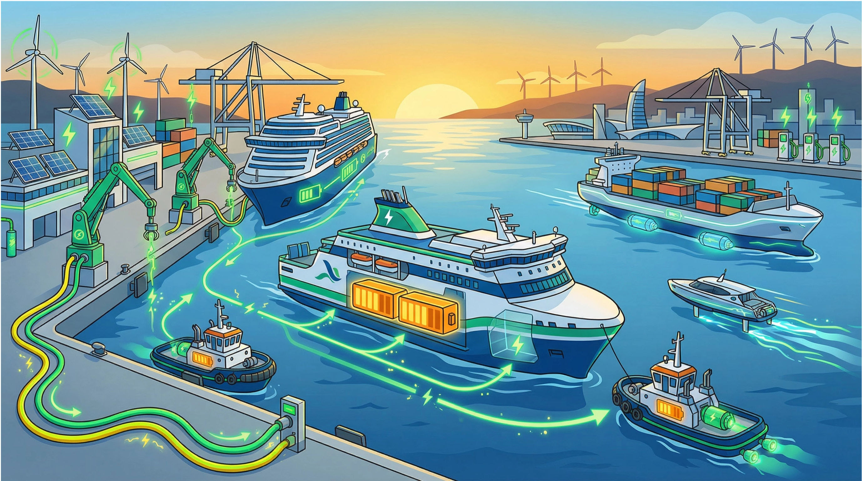 Wasaline's 12.6 MWh Battery • Senesco's $78.6M Hybrid Ferry • Iberdrola's Port Electrification • Meyer Turku's Net-Zero Cruise Ship • Candela's Hydrofoil Record • Tianhe's Hybrid Sightseeing Boat • Alaska's EV Shipping Challenge • TEC Container's CO2 Savings • Lehmann Marine's Modular Batteries • DACT's Damietta Terminal • Tarragona's OPS Tender • UK's Hybrid Microgrids • Fremantle's Electric Terminal • Stockholm-Turku Green Corridor