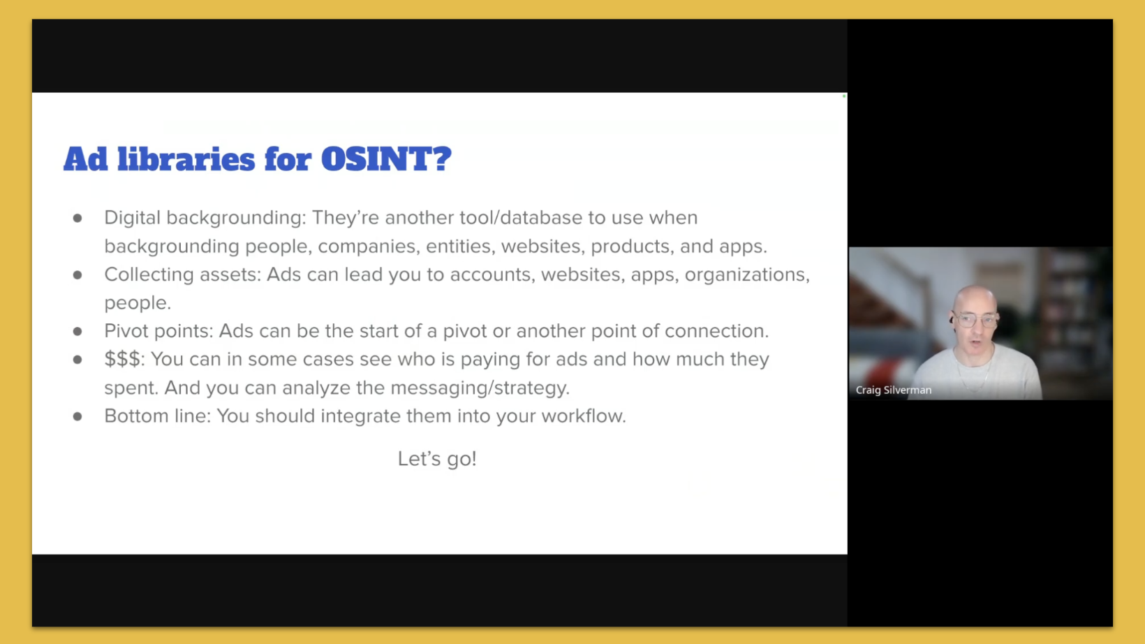 Workshop video: Tips for using digital ad libraries in investigations
