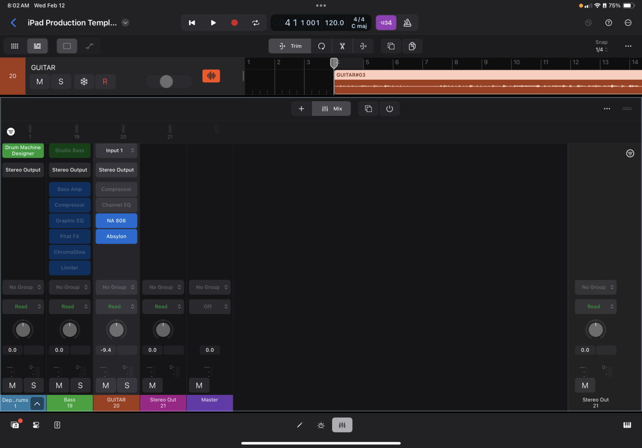 You need to use Logic Pro for iPad.