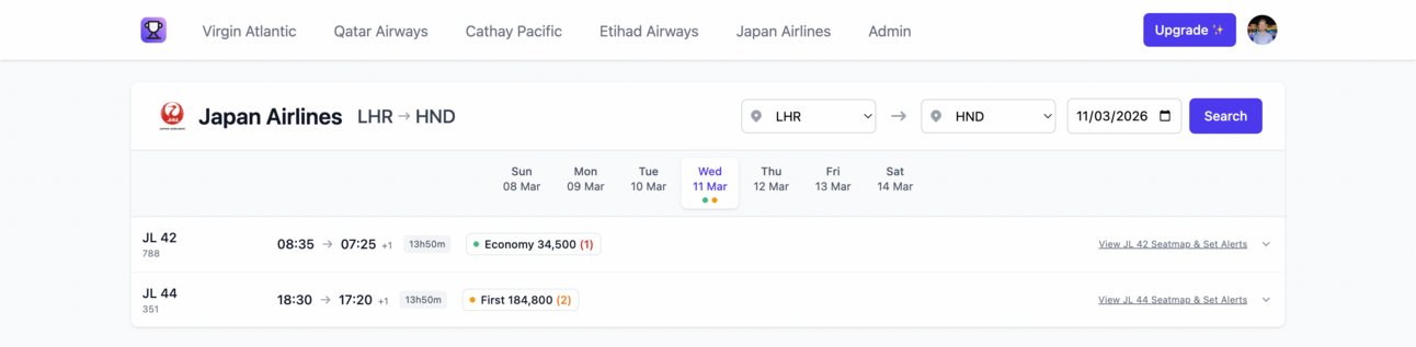 JetBlue's Releases Japan Airlines First Class Availability