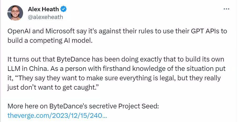 ByteDance is using GPT-4 to train its models