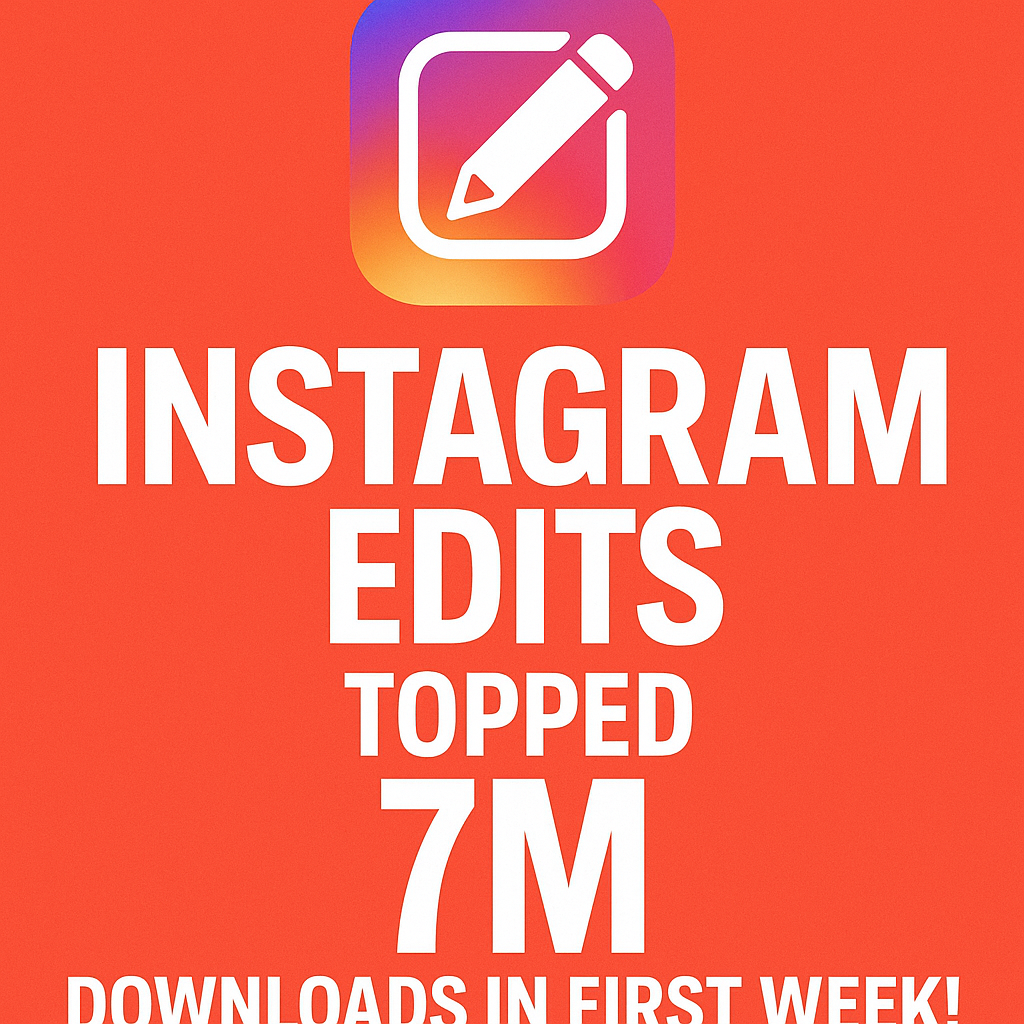 Instagram Edits topped 7M downloads in first week!