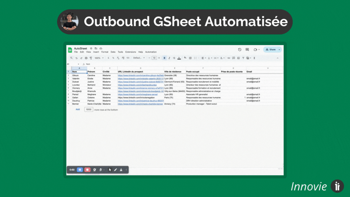 Innovie — Outbound Google Sheet
