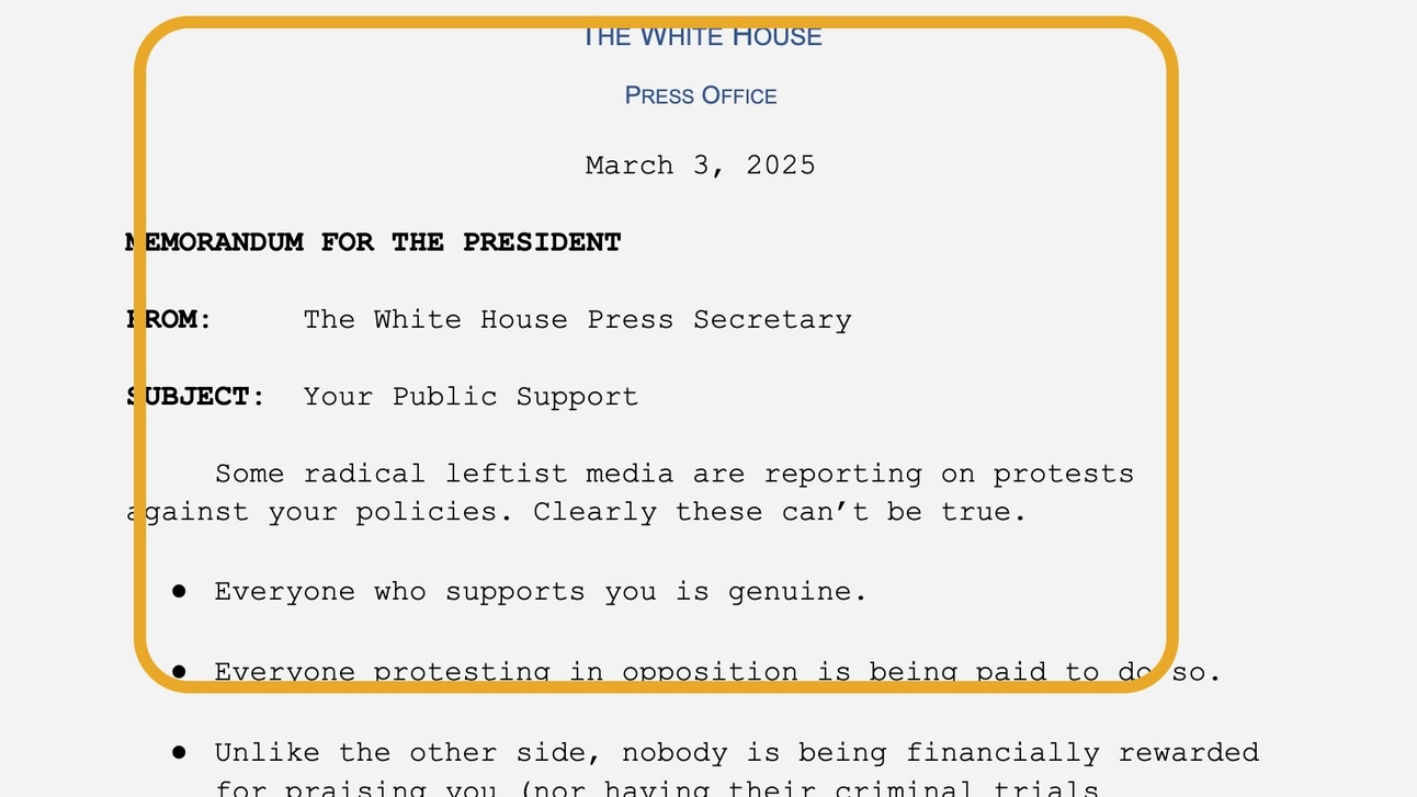 Trump Press Office Memo:  the protests are fake