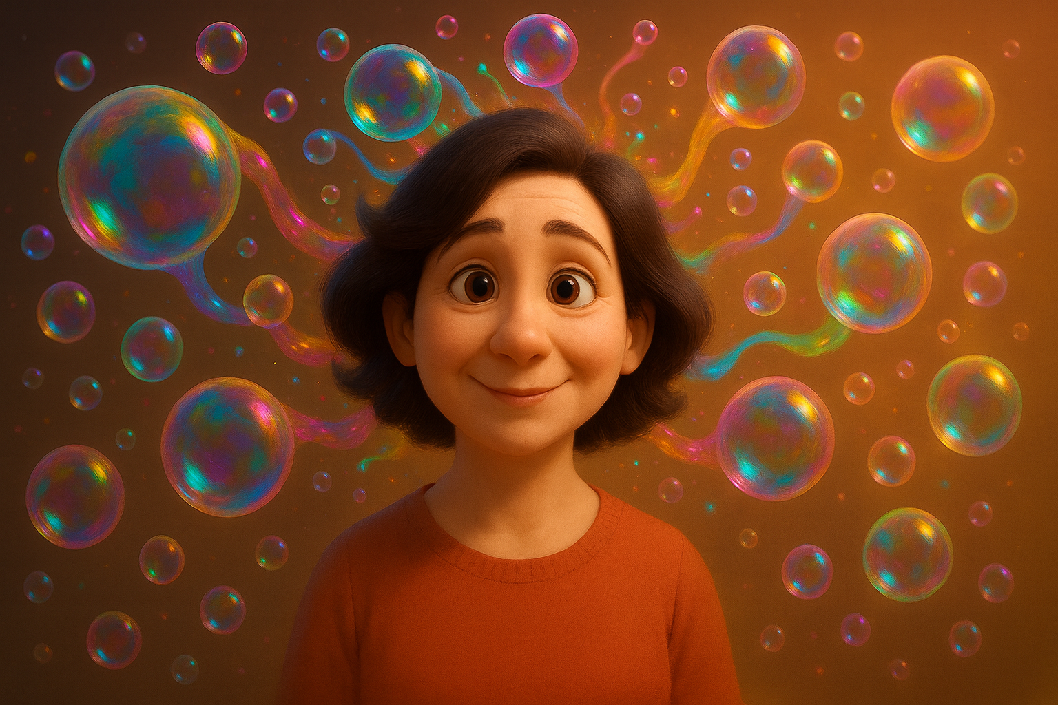 Pompas de jabón donde flotan los pensamientos