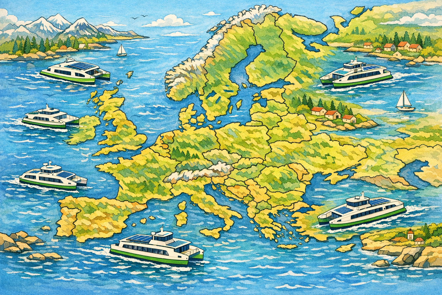 Italy OPS rules • Civitavecchia attracts cruises • UK AI OPS consortium • Visakha low voltage OPS • Tarragona tender • DP World Chile's e-reach stacker • CEF port upgrades • TE maps Europe e-ferries • Interferry on EU strategy • UECC hybrid PCTCs • Kuok Maritime e-tug in Singapore • Auckland hybrid ferry • Washington bill for  ferries • Corvus Energy hybrid ferry shift