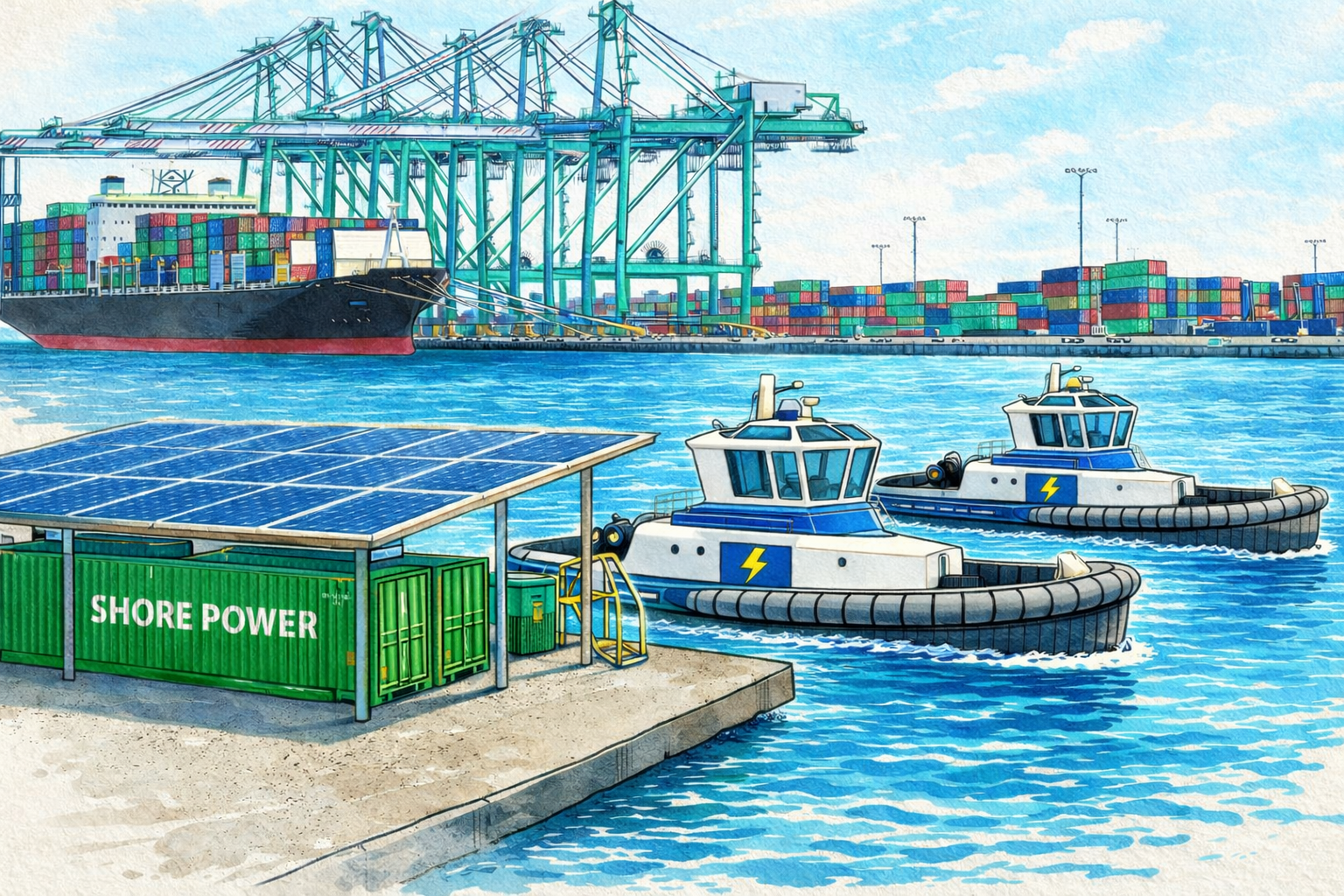 Ghent port grid upgrade • Ventspils shore power • Taiwan green port diplomacy • PSA Italy eRTGs • Costa tests La Spezia OPS  • Motive Energy charge tugs • Mawei builds hybrid OSVs • CATL cargo ship benchmark • MOL invests in Pyxis • Toll Group launches hub • Nereida ferry contract • Cavotec at Port Hedland • Echandia powers e-tug • Dnv's approval for ABB  • Kalmar 533 kwh battery • Hanwha acquires Seam