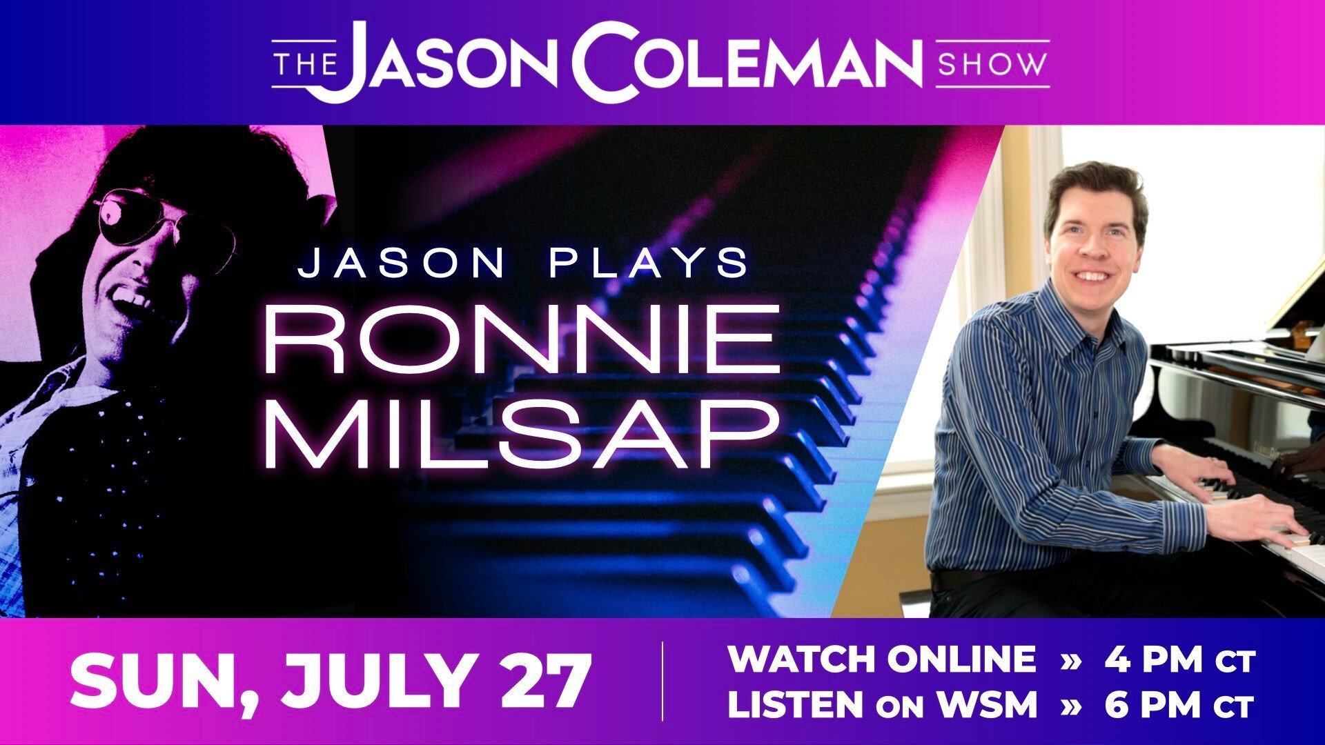 Tune in for today's piano tribute to the legendary Ronnie Milsap!
