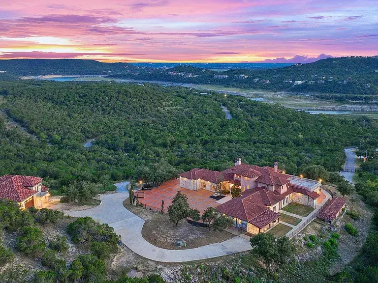 Lake Travis Luxury: Mediterranean Estate with Indoor Pool, Theater & Helicopter Pad
