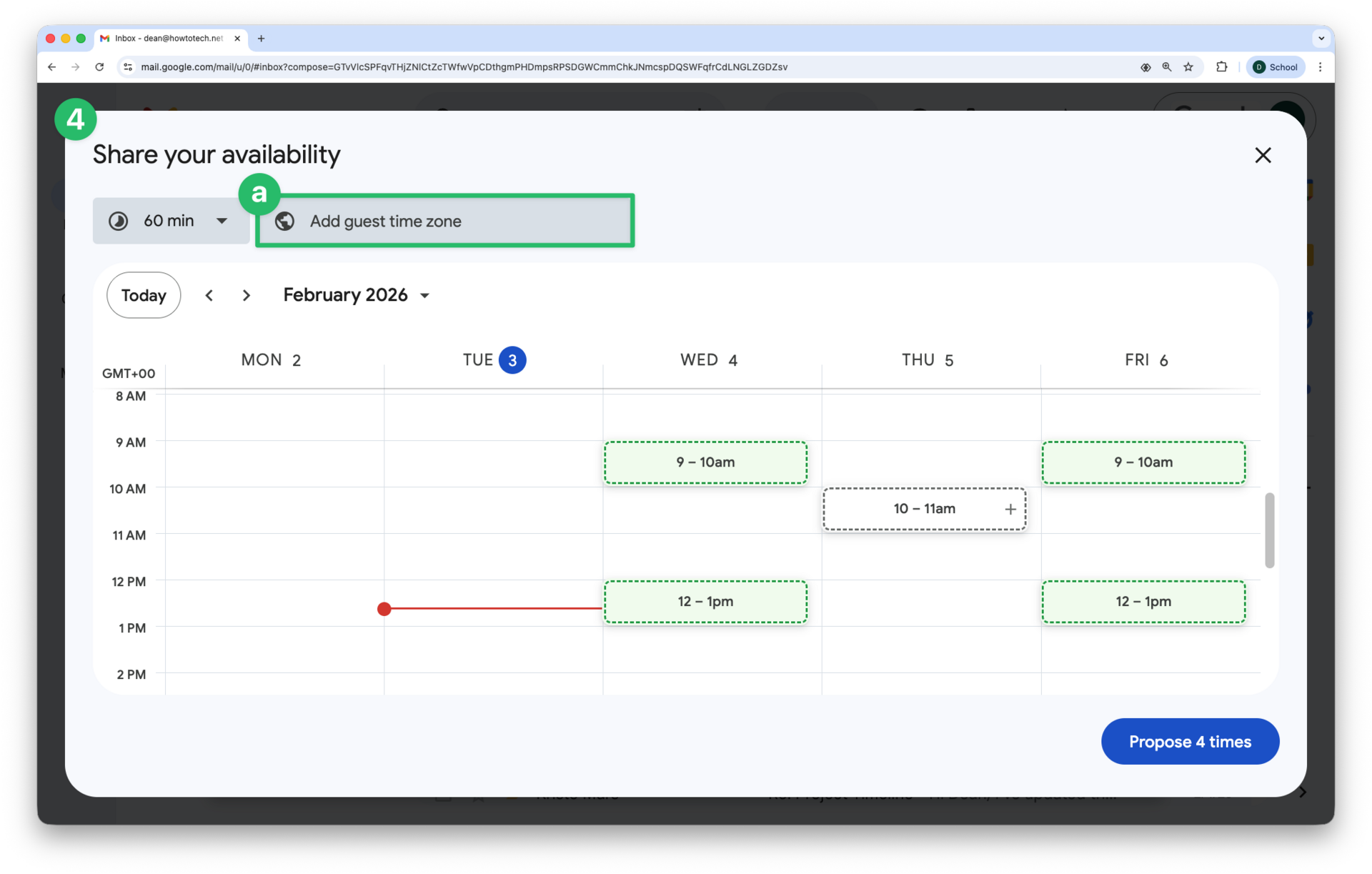 Offer times to meet - right inside Gmail
