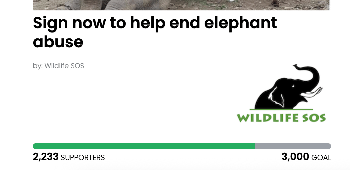 Animal Actions - Sign to Stop Elephant Abuse