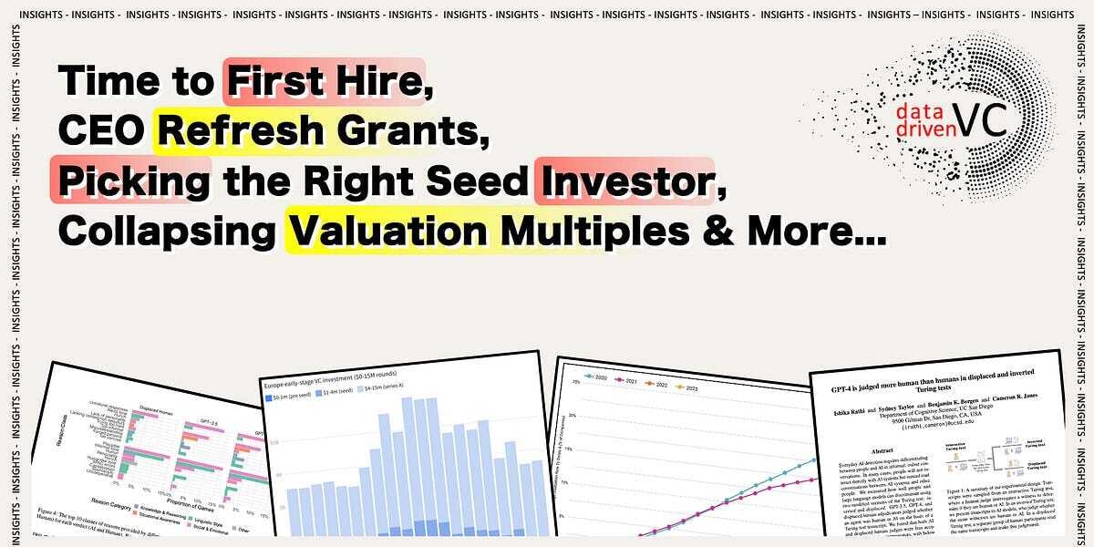 💥Time to First Hire, CEO Refresh Grants, Picking the Right Seed Investor, Collapsing Valuation Multiples & More...