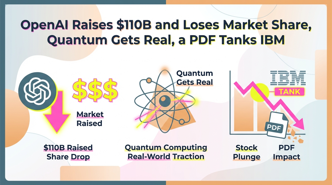 OpenAI Raises $110B and Loses Market Share, Quantum Gets Real, a PDF Tanks IBM