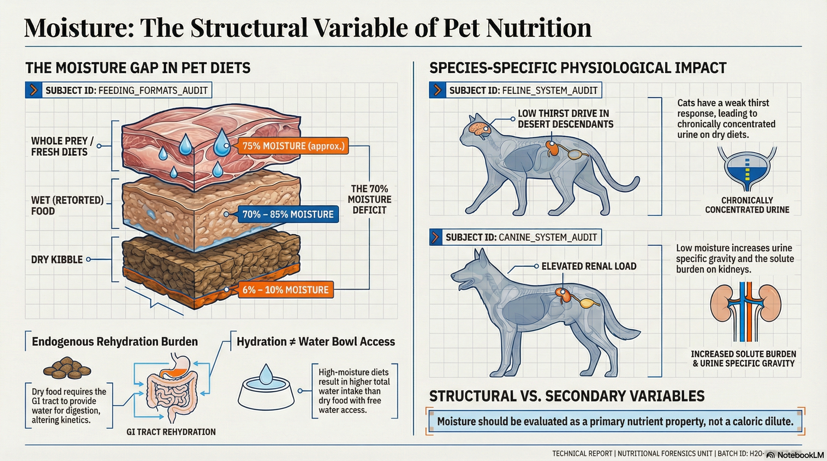 Moisture Intake, Hydration, and Renal Load in Dogs and Cats