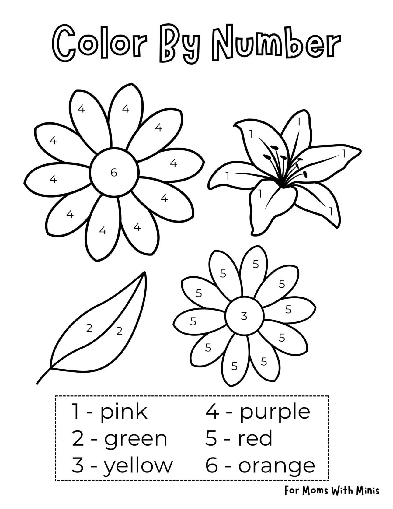 Color By Number Flowers