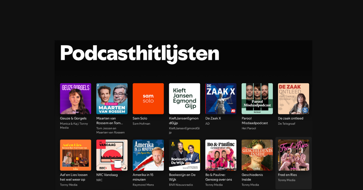 Geen NPO podcast in de Spotify Top 10, hoe kan dat? 📊