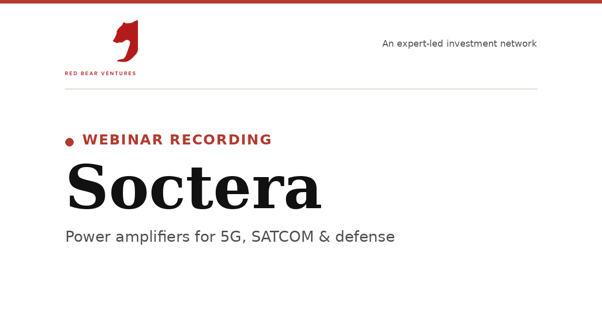 Red Bear Ventures - Soctera Recording and Investment Link