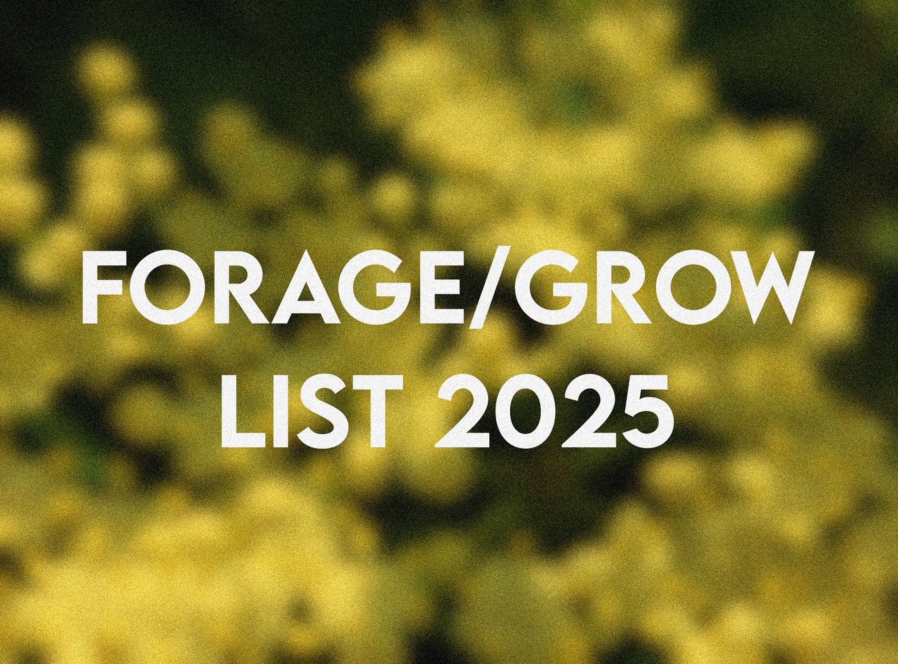 Forage/Grow List 2025