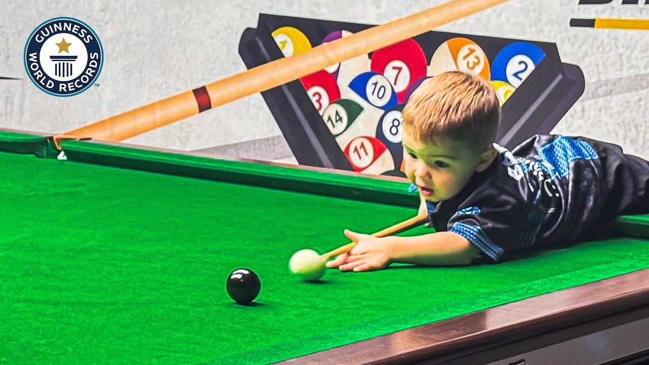 Two Year Old Boy Sets Guinness World Records Making Trick Pool Shots