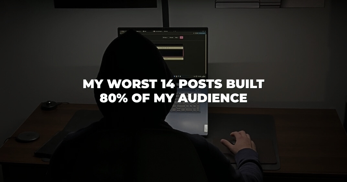 My worst 14 posts built 80% of my audience