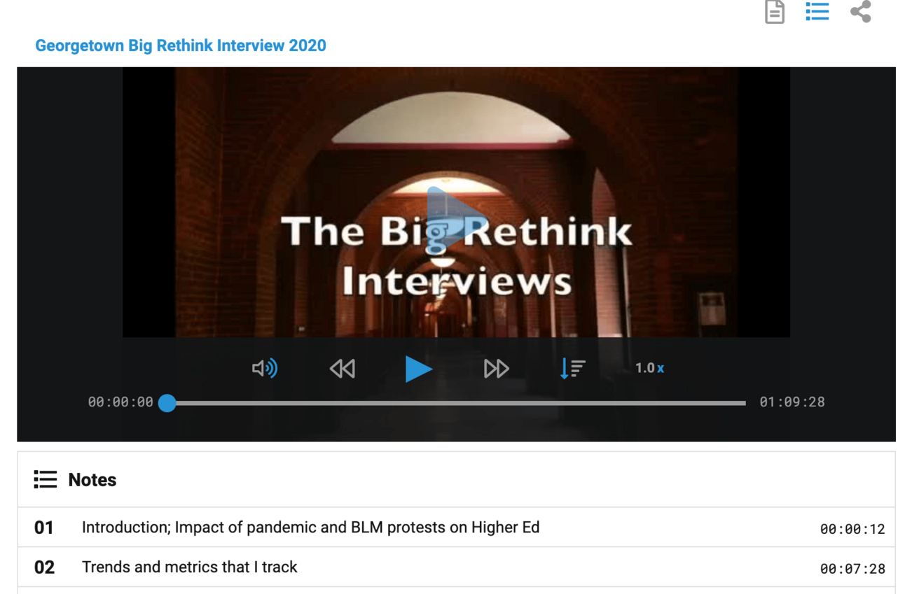 Interview Video and Transcript from Discussion with Bryan Alexander for Georgetown’s Big Rethink Series