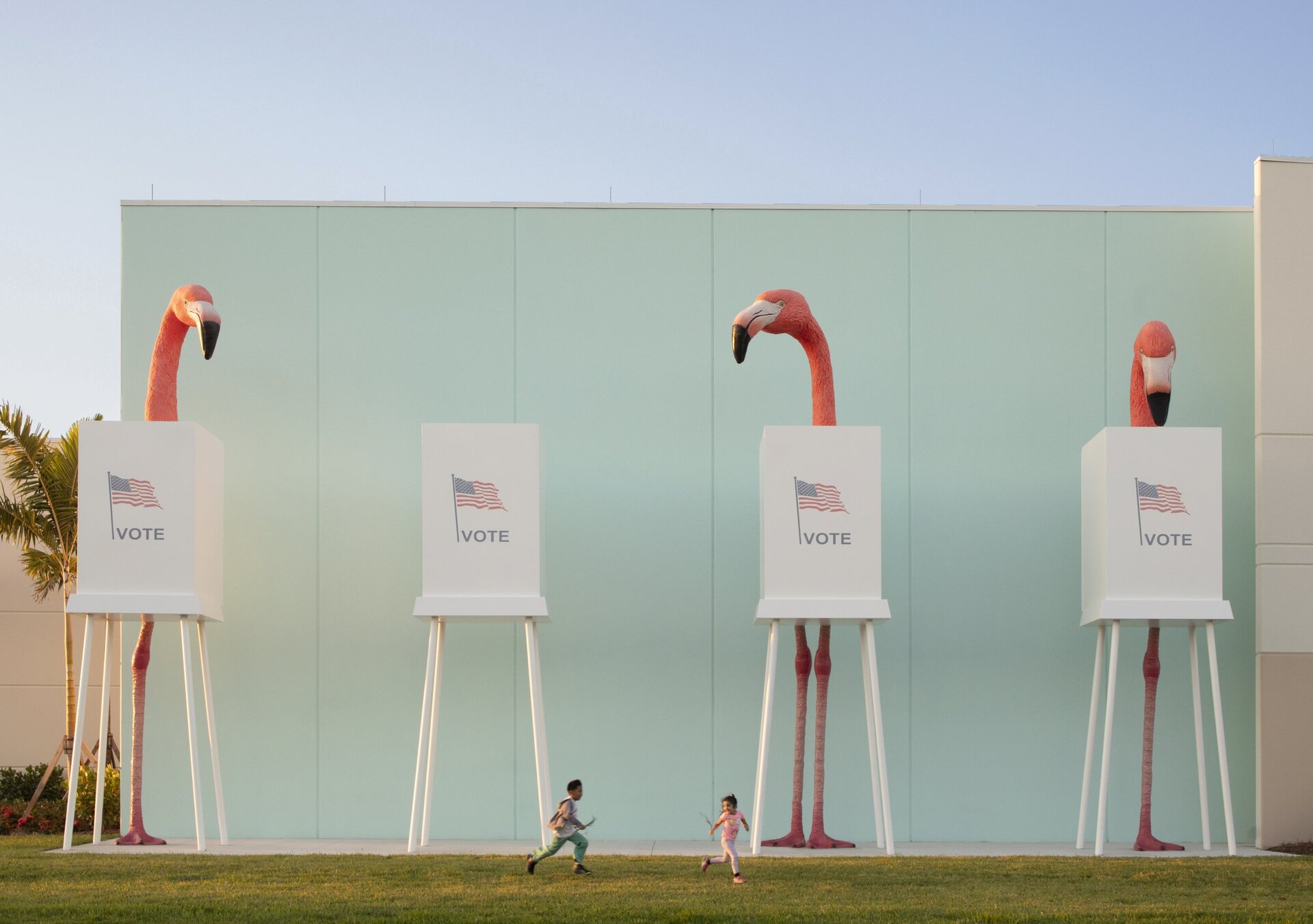 Giant Voting Flamingos Remind Citizens of Their Civic Duties