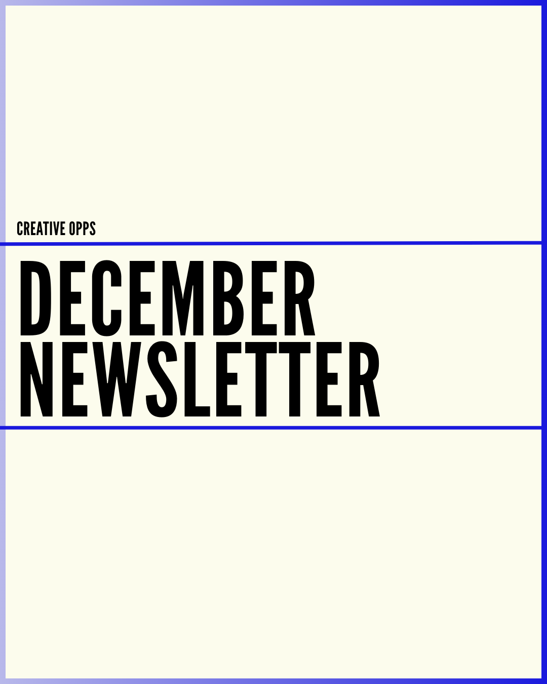 Creative Opps December Newsletter