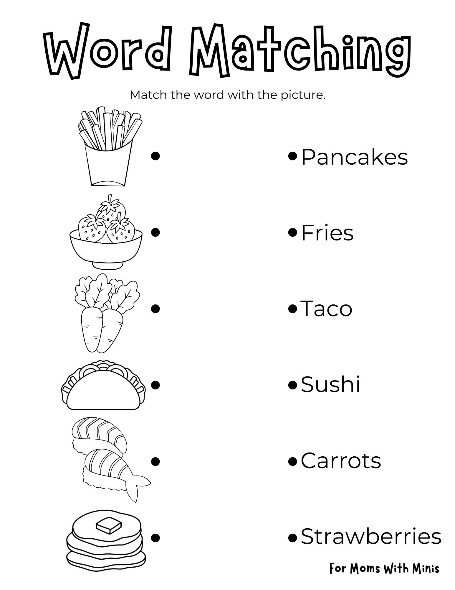 Food Word Matching Worksheet