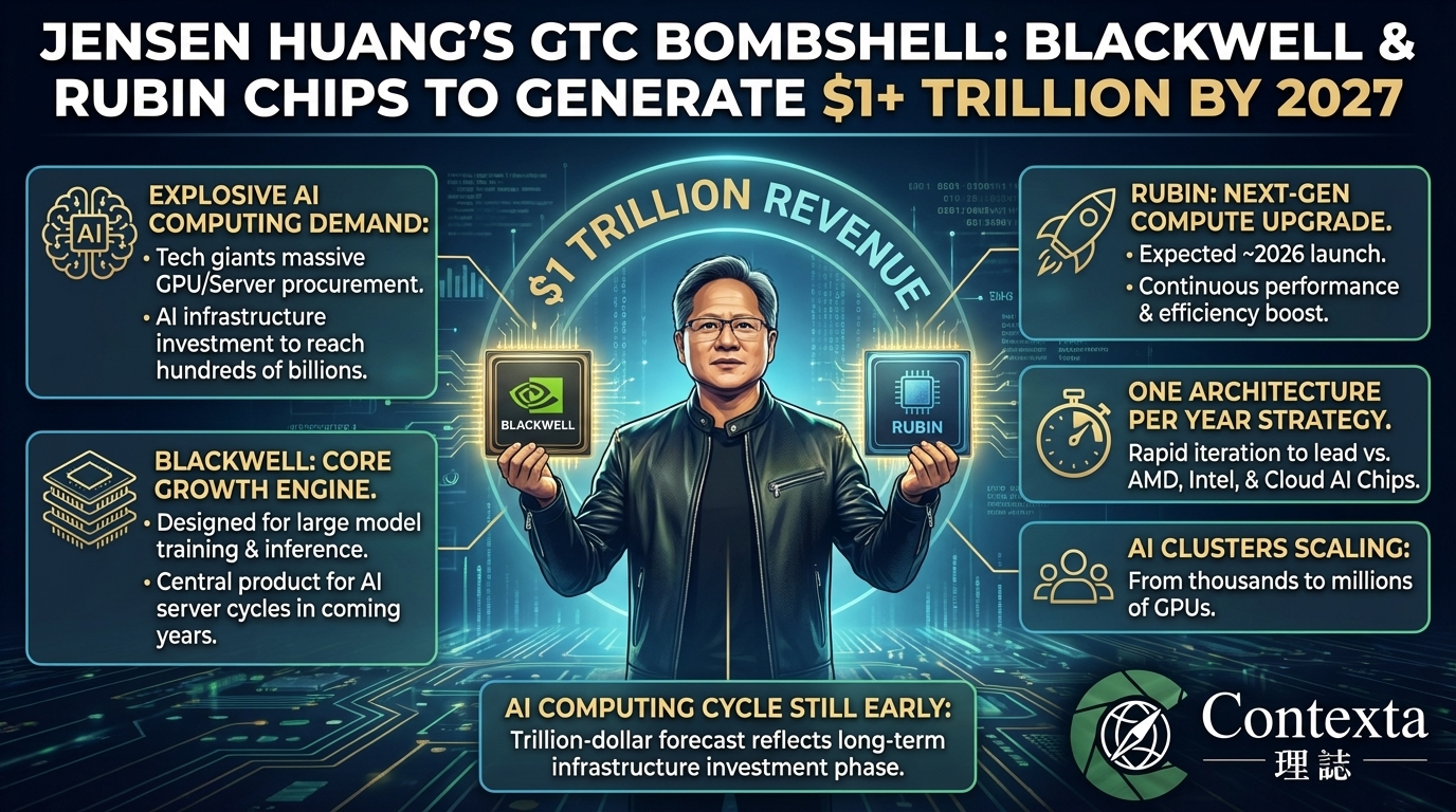 Jensen Huang Makes Another Bold Prediction at GTC: Blackwell and Rubin Chips Could Generate at Least US$1 Trillion in Revenue by 2027