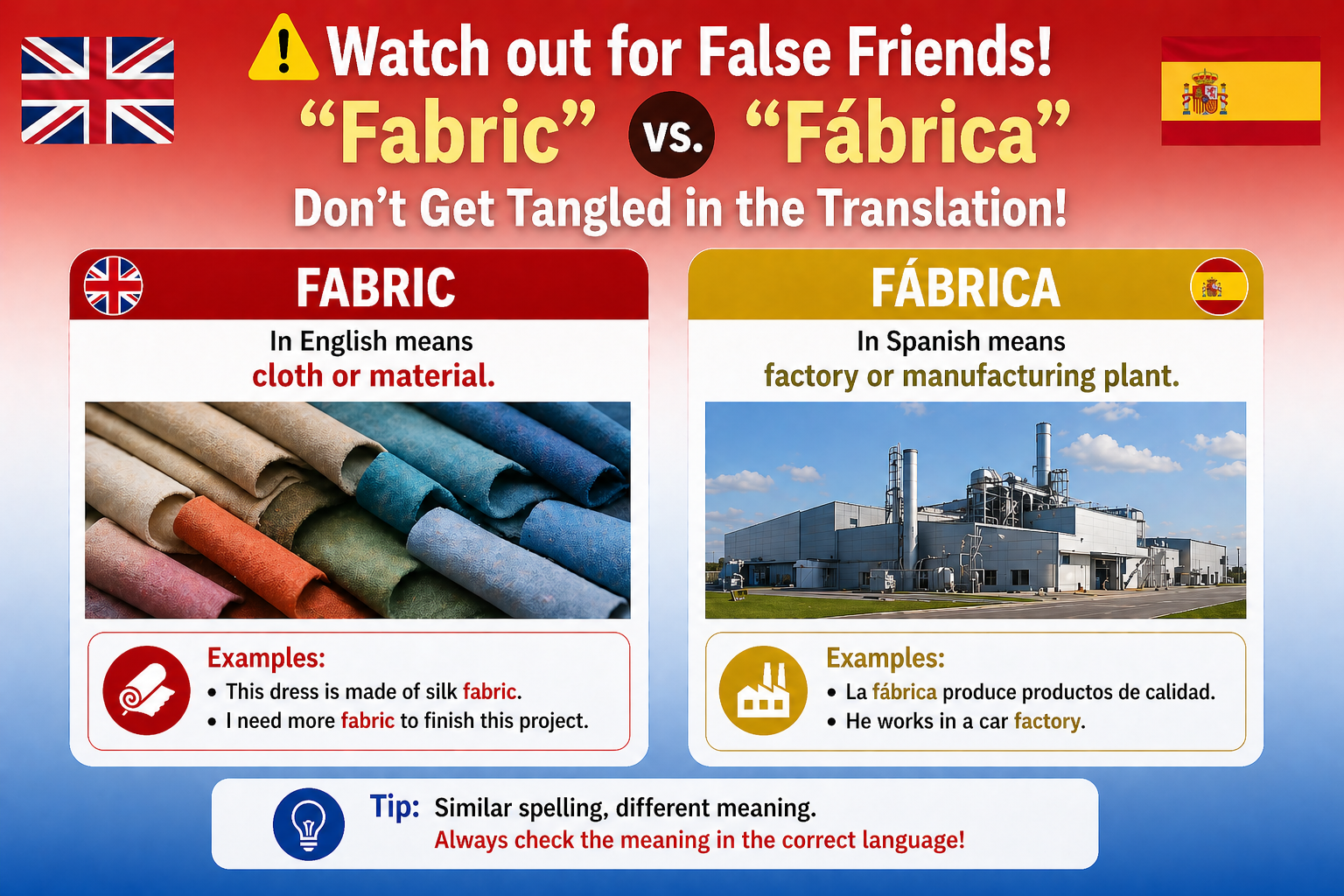 "Fabric" vs. "Fábrica": Don’t Get Tangled in the Translation!