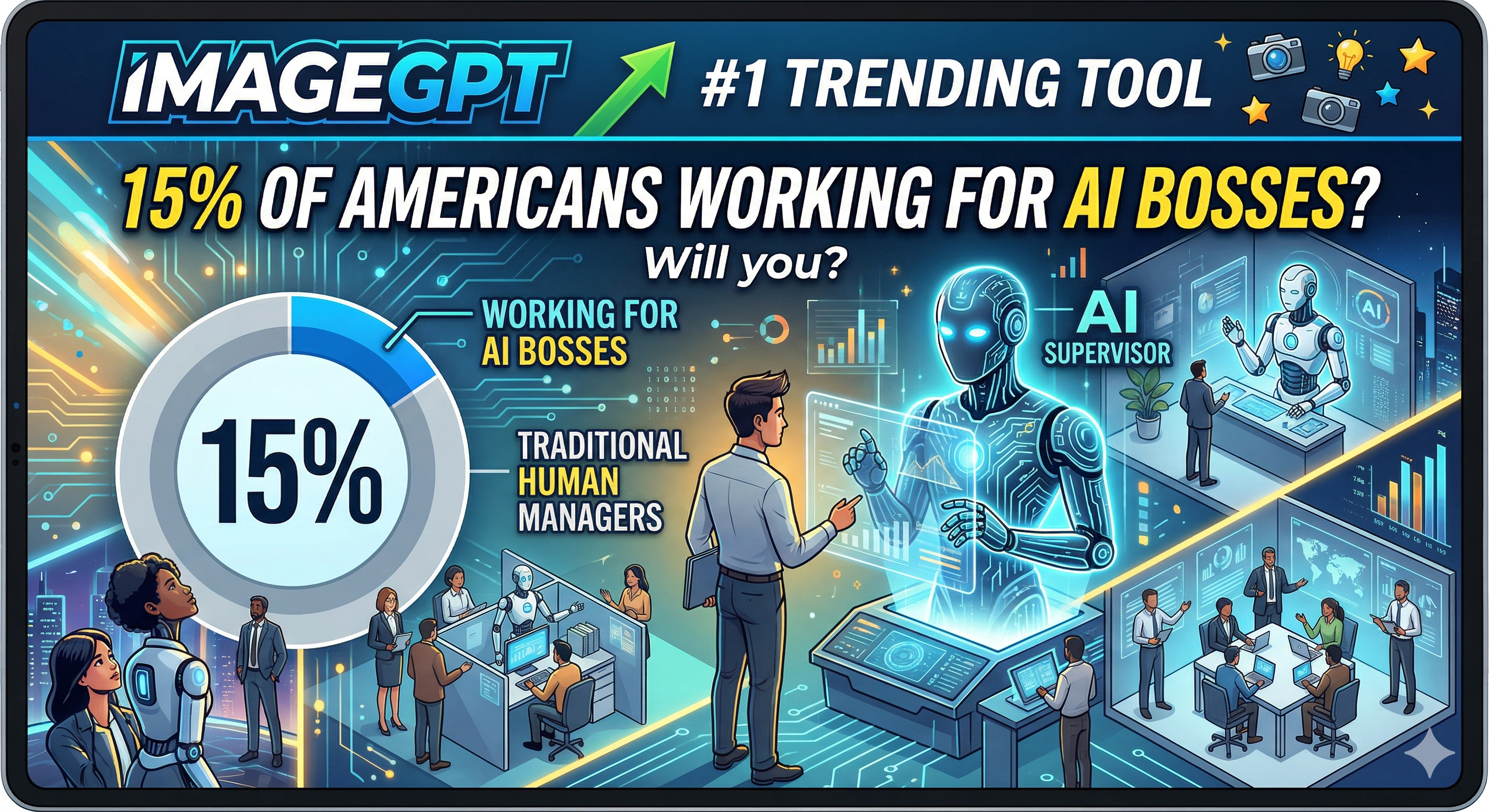 15% of Americans Working for AI Bosses? Will you? ImageGPT is the #1 Trending Tool