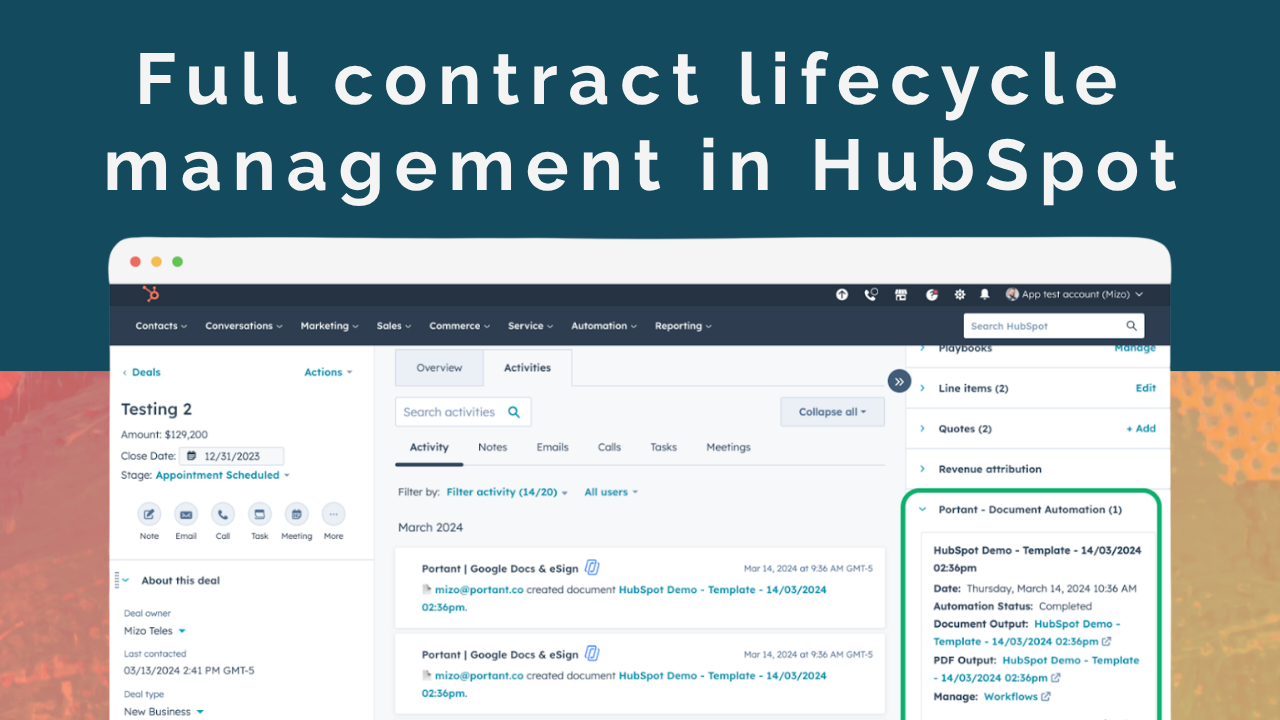Automate your Contract Lifecycle Management in HubSpot with Portant