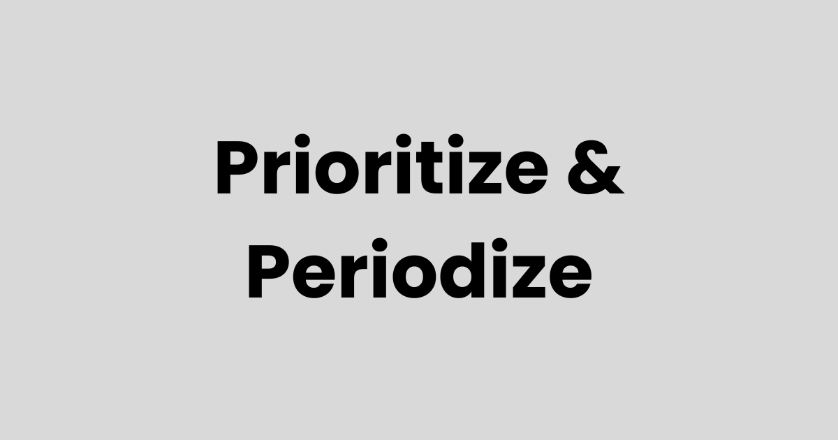 Prioritize & Periodize