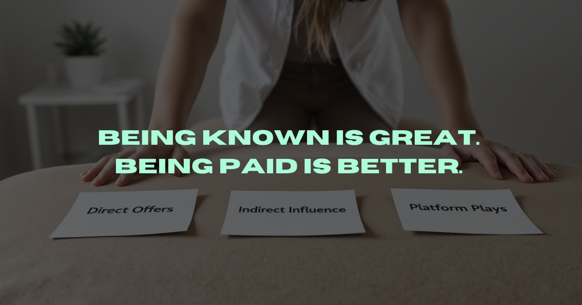 Being known is great. Being paid is better.