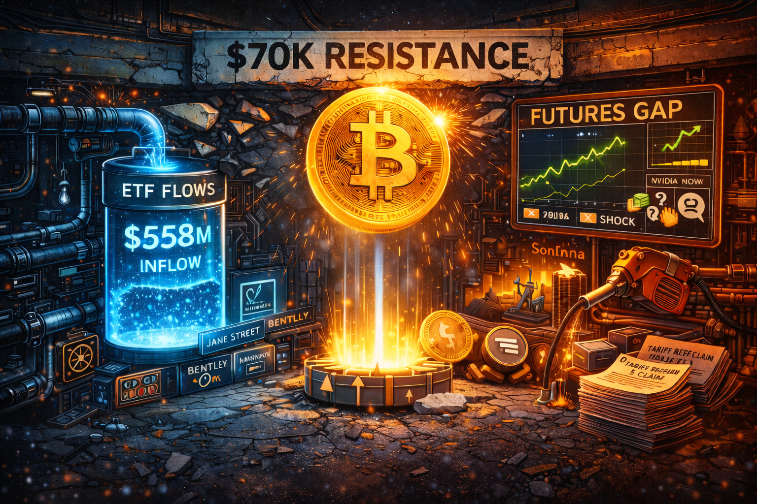 $70K Test | ETF Surge | Futures Gap