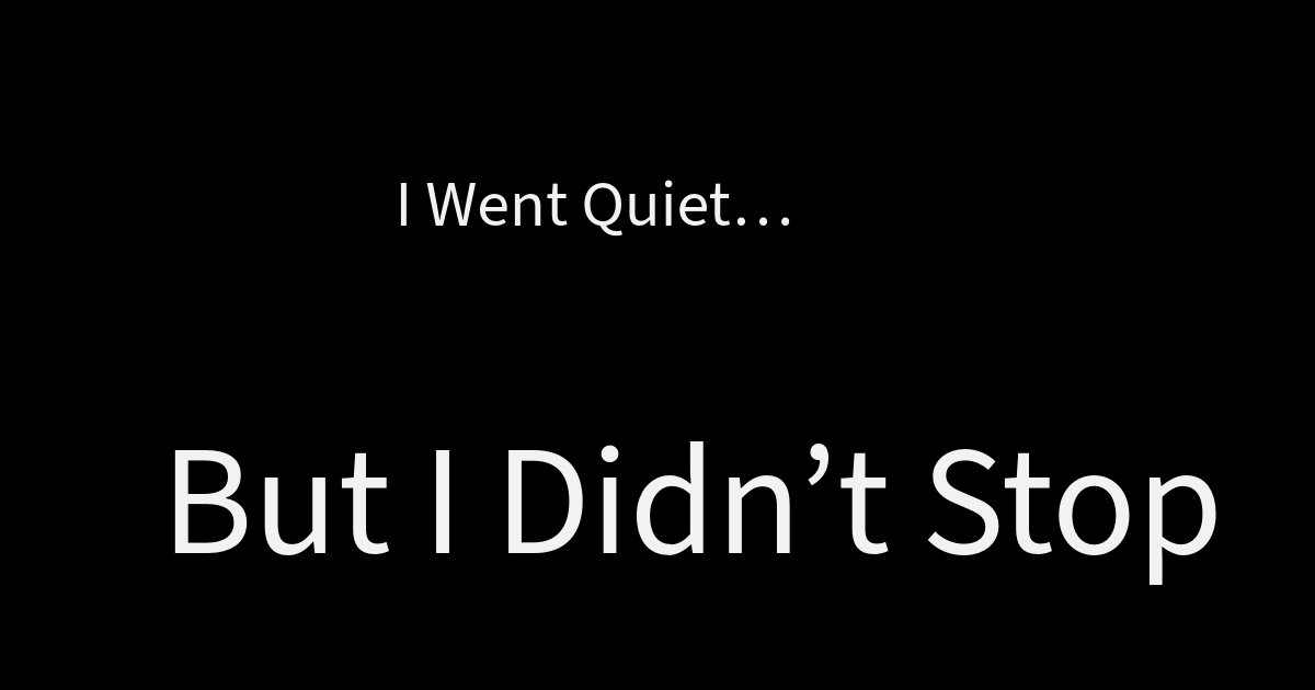 I Went Quiet... But I Didn’t Stop