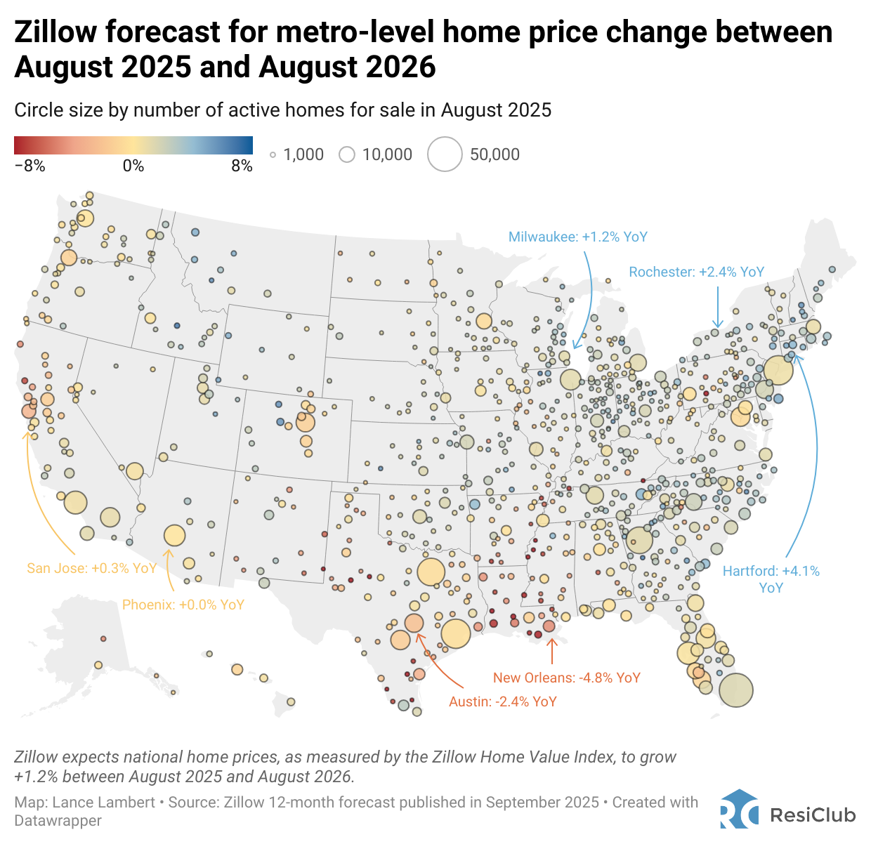 Zillow just revised its home price forecast for over 400 housing markets