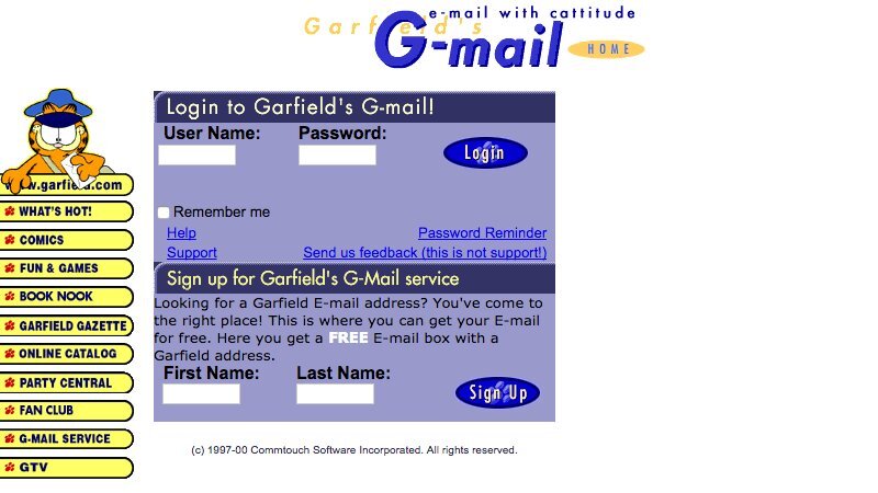 Before Google launched Gmail, "G-Mail" was the name of a free email service offered by Garfield's website