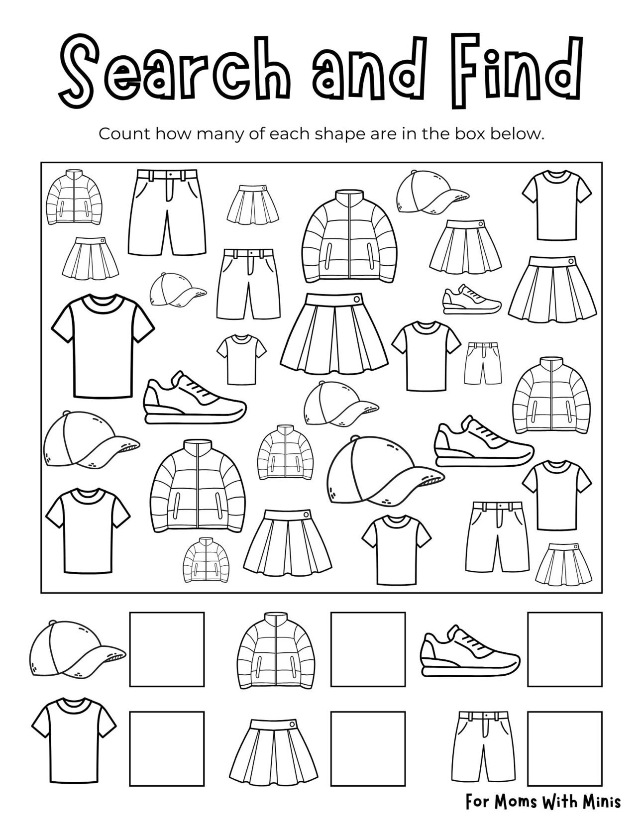 Search and Find The Clothes Worksheet