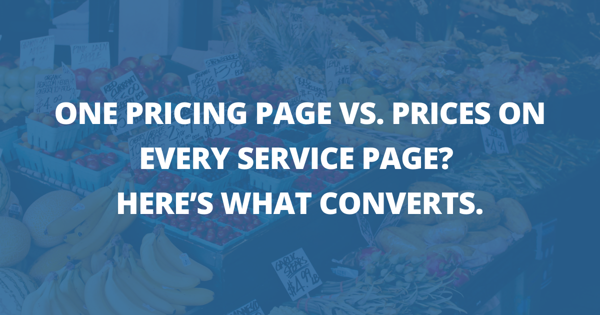 📸 One Pricing page vs. prices on every service page?