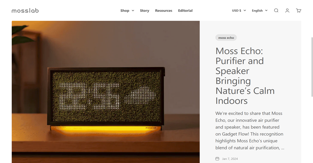 Moss Echo: a wellness device that brings the forest closer