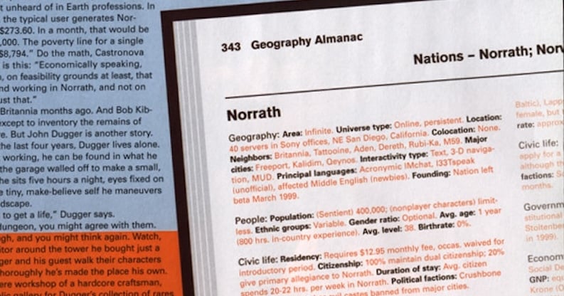 A World Almanac entry for a fantasy realm