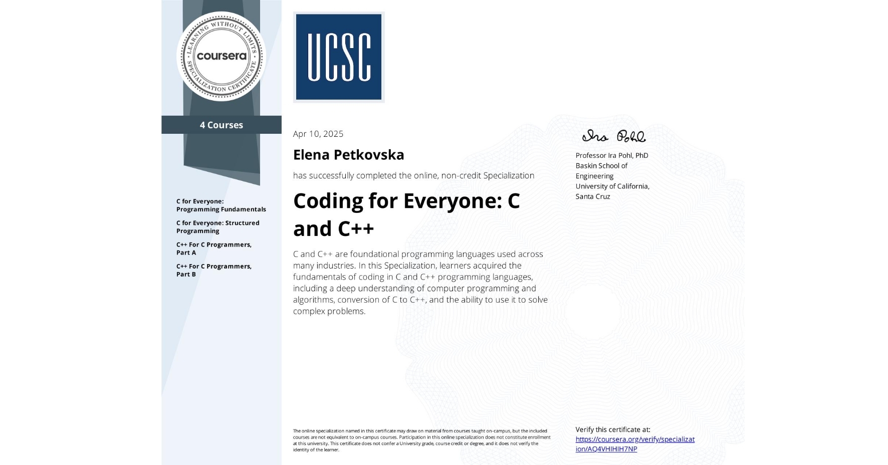 Is UC Santa Cruz “Coding for Everyone: C and C++ Specialization” Worth Your Time in 2025?