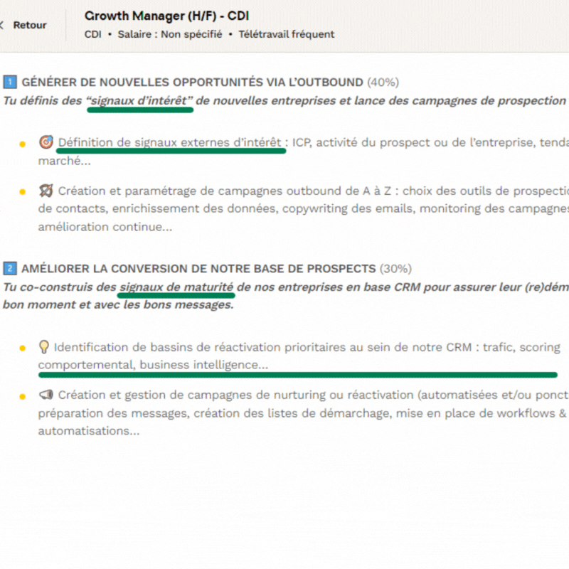 Faire beaucoup plus avec le signal "job offer"