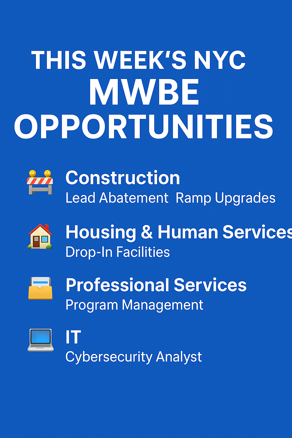 This Week’s NYC MWBE Opportunities