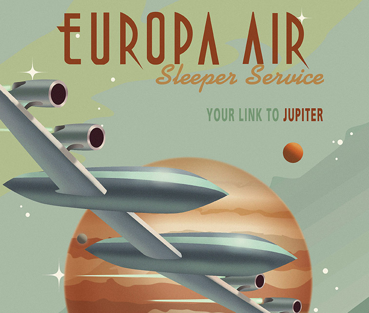 Vintage Style Travel Posters Imagine Travel to Distant Planets and Moons