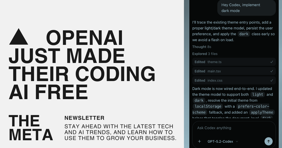 ▲ OpenAI Just Made Their Coding AI Free (Limited Time)