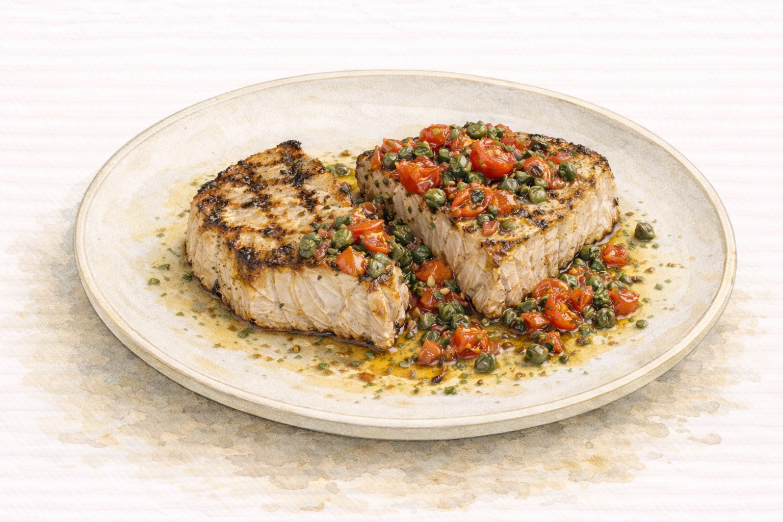 Grilled Swordfish with Caper and Tomato Relish